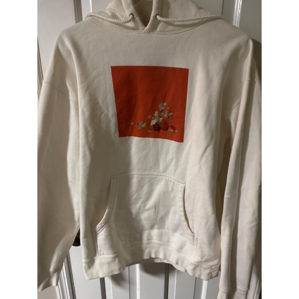 Billie Eilish Beige Graphic Hoodie Floral Print Long Sleeve Size M